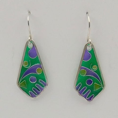 Click to view detail for DKC-1022 Earrings, green/purple cloisonne
